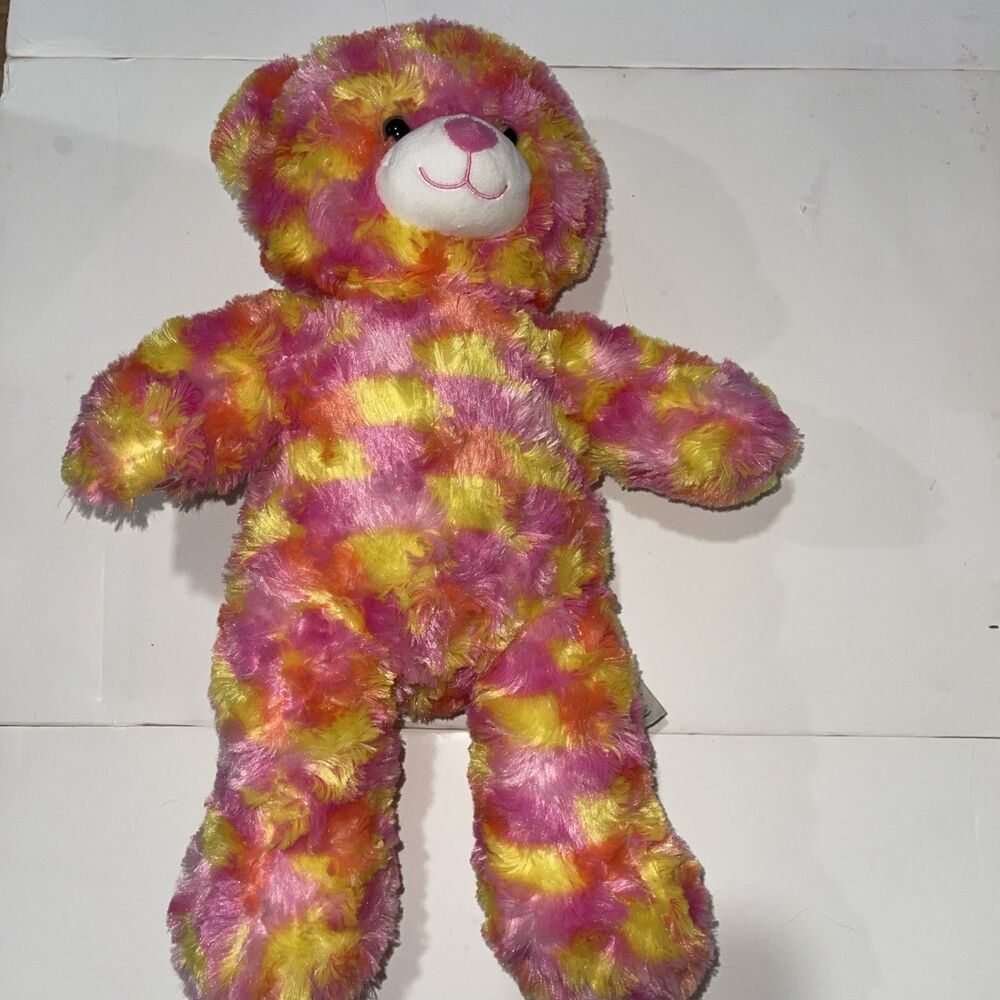 Build A Bear Workshop Sun Sparkle Teddy 17" Stuffed Plush Toy Pink Orange Yellow